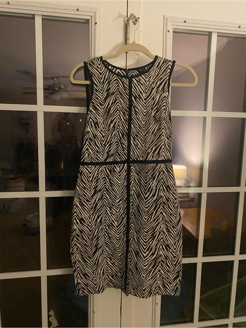 Ann Taylor Black and White Zebra Print Midi Dress